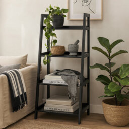 Wyld Haus Florence Black Step Ladder Bookcase 4-Shelf Freestanding - thumbnail 1