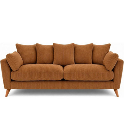 Sofaselectionuk Ltd Harlow Jumbo Cord 3 Seater Sofa, Modern Tailored Design In Beige - image 1