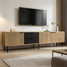 "BTM 208cm TV Stand, Modern Lowboard with 3 Drawers, Cabinets And Cable Management, Storage Unit for 85"" TVs" - thumbnail 1
