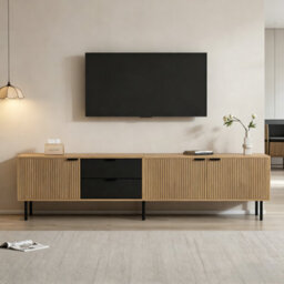 "BTM 208cm TV Stand, Modern Lowboard with 3 Drawers, Cabinets And Cable Management, Storage Unit for 85"" TVs" - thumbnail 4