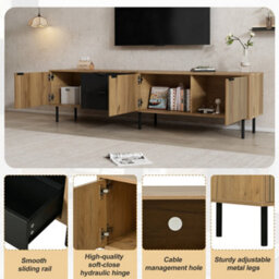 "BTM 208cm TV Stand, Modern Lowboard with 3 Drawers, Cabinets And Cable Management, Storage Unit for 85"" TVs" - thumbnail 3