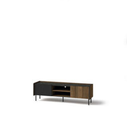 Arte Prestigo Tv Cabinet - Sleek Media Storage In Oak Walnut & Black Matt, H470mm W1500mm D400mm