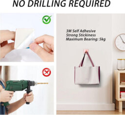 Adhesive Wall Hooks, 6 Pieces, Towel Hooks For Bathrooms And Kitchens, Waterproof, Adhesive Hooks, No Sticky Notes - thumbnail 2