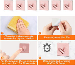 Adhesive Wall Hooks, 6 Pieces, Towel Hooks For Bathrooms And Kitchens, Waterproof, Adhesive Hooks, No Sticky Notes - thumbnail 3