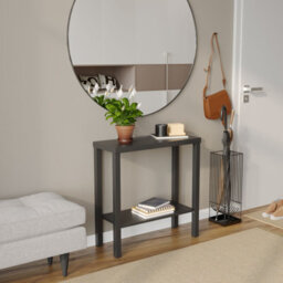 Urbn-Living Urbnliving 75Cm Height 2-Tier Wooden Narrow Console Side Black Table Entryway Hallway Furniture Home Office Unit - thumbnail 1