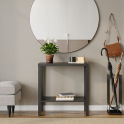 Urbn-Living Urbnliving 75Cm Height 2-Tier Wooden Narrow Console Side Black Table Entryway Hallway Furniture Home Office Unit - thumbnail 2