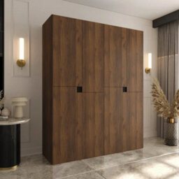 Arten Tempo 160Cm Oak Walnut Dual Wardrobe Set With Warm Hinged Storage