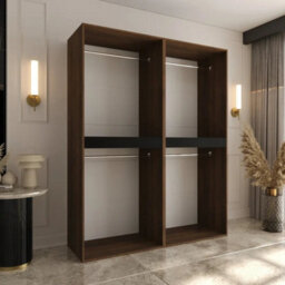 Arten Tempo 160Cm Oak Walnut Dual Wardrobe Set With Warm Hinged Storage - thumbnail 2