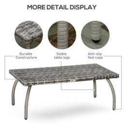 Outsunny 90 Cm Rattan Garden Coffee Table Wicker Outdoor Table Furniture - thumbnail 6