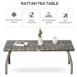 Outsunny 90 Cm Rattan Garden Coffee Table Wicker Outdoor Table Furniture - thumbnail 4
