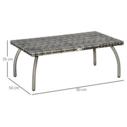 Outsunny 90 Cm Rattan Garden Coffee Table Wicker Outdoor Table Furniture - thumbnail 3