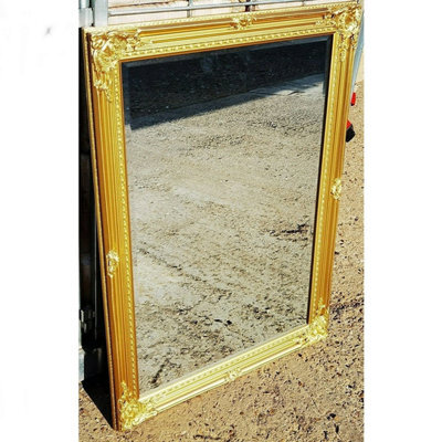 Biznest Gold Baroque Style Wooden Frame Ornate Wall Mounted Mirror