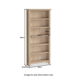Farro Washed Oak 6 Tier Large Bookcase - By Roseland Furniture - thumbnail 6