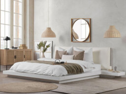 Beliani Bed Zen 180 X 200 Cm (Eu Super King) White - thumbnail 2