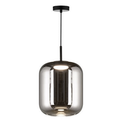 DAR Jurek Pendant Satin Black And Smoked Glass Led - image 1