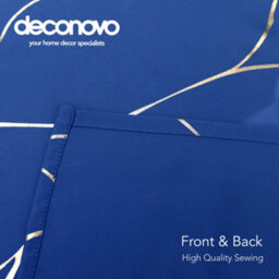 Deconovo Blackout Ring Top Curtains, Thermal Insulated Curtains, Gold Wave Foil Printed, W46 X L54 Inch, Royal Blue, One Pair - thumbnail 7