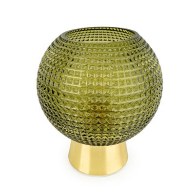 Annibells Green Vintage Patterned Glass Gold Dimpled Battery Ball Lamp (24983) - image 1