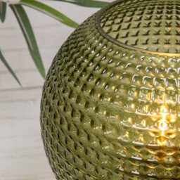 Annibells Green Vintage Patterned Glass Gold Dimpled Battery Ball Lamp (24983) - thumbnail 3