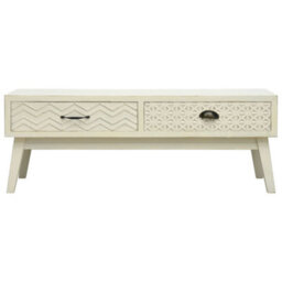 Walplus Coffee Table With 2 Drawers Carving Grey 110X50X40 Cm Wood - thumbnail 2