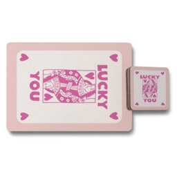 Benjamin Tate Design Placemat And Coaster Set Of 12 With Designer Artwork Pink Card Print Wood Base Limited Edition - thumbnail 1