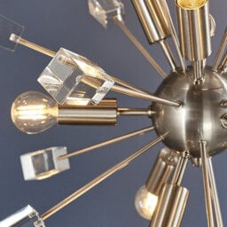 Luminosa Lighting Luminosa Miro 9 Light Ceiling Pendant Satin Nickel Plate & Clear Crystal Glass, E14 - thumbnail 4