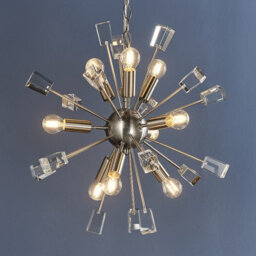 Luminosa Lighting Luminosa Miro 9 Light Ceiling Pendant Satin Nickel Plate & Clear Crystal Glass, E14 - thumbnail 3