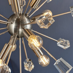 Luminosa Lighting Luminosa Miro 9 Light Ceiling Pendant Satin Nickel Plate & Clear Crystal Glass, E14 - thumbnail 5
