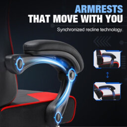 Luckracer Gaming Chair For Adults Computer Chairs With Footrest Ergonomic Height Adjustable Reclining Pc Chair, Red - thumbnail 6
