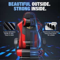 Luckracer Gaming Chair For Adults Computer Chairs With Footrest Ergonomic Height Adjustable Reclining Pc Chair, Red - thumbnail 9