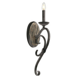 Stylish Wall Light With Curved Metalwork And Wood Accents - E14 Led 60W