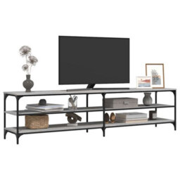 Berkfield Durable Tv Cabinet Grey Sonoma 200X30X50 Cm Engineered Wood And Metal - thumbnail 4