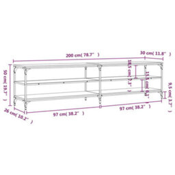 Berkfield Durable Tv Cabinet Grey Sonoma 200X30X50 Cm Engineered Wood And Metal - thumbnail 9