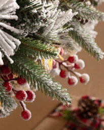 Werchristmas 76 Cm Pre-Lit Snow-Flocked Artificial Christmas Wreath With Pinecones And Berries, 50 Warm White Leds - thumbnail 4