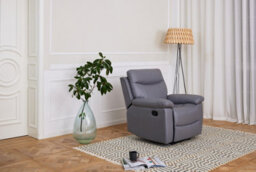Home Detail Theo High Back Recliner Armchair Grey Pu Faux Leather