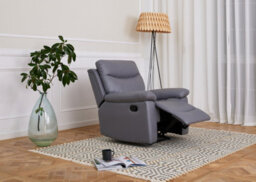 Home Detail Theo High Back Recliner Armchair Grey Pu Faux Leather - thumbnail 2