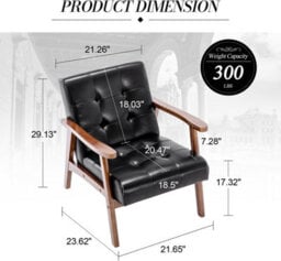 Matteo Vintage Black Faux Leather Armchair With Solid Wood Legs - thumbnail 2