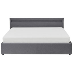 Beliani Ottoman Bed With Led Fabric Armelle 180 X 200 Cm (Eu Super King) Dark Grey - thumbnail 7