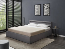Beliani Ottoman Bed With Led Fabric Armelle 180 X 200 Cm (Eu Super King) Dark Grey - thumbnail 2