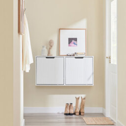 Sobuy Fsr204-W,slim Floating Cabinet Shoe Storage Cabinet 19Cm Depth Shoe Rack With Flip Doors - thumbnail 6