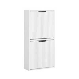 Sobuy Fsr204-W,slim Floating Cabinet Shoe Storage Cabinet 19Cm Depth Shoe Rack With Flip Doors - thumbnail 1