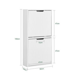 Sobuy Fsr204-W,slim Floating Cabinet Shoe Storage Cabinet 19Cm Depth Shoe Rack With Flip Doors - thumbnail 3