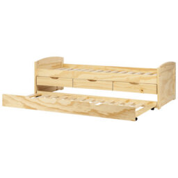Beliani Trundle Bed Pine Wood Petiville 90 X 200 Cm (Eu Single) Light Brown - thumbnail 7