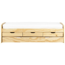 Beliani Trundle Bed Pine Wood Petiville 90 X 200 Cm (Eu Single) Light Brown - thumbnail 4