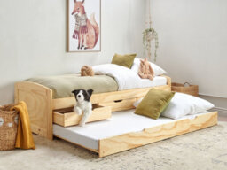 Beliani Trundle Bed Pine Wood Petiville 90 X 200 Cm (Eu Single) Light Brown - thumbnail 2