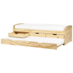 Beliani Trundle Bed Pine Wood Petiville 90 X 200 Cm (Eu Single) Light Brown - thumbnail 6