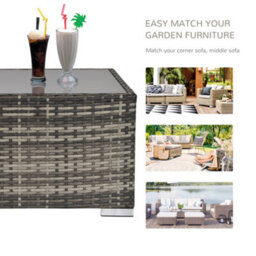 Outsunny Patio Wicker Coffee Table W/ Glass Top Suitable For Garden Backyard - thumbnail 7