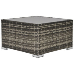 Outsunny Patio Wicker Coffee Table W/ Glass Top Suitable For Garden Backyard - thumbnail 2