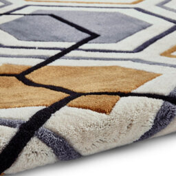 Grey/yellow Geometric Handmade Modern Easy To Clean Rug For Dining Room Bed Room And Living Room-90Cm X 150Cm - thumbnail 9