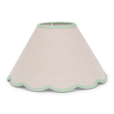 Valuelights Florie Natural Linen Large Tapered Lamp Shade With Scallop Green Trim (D)41Cm - image 1