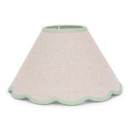 Valuelights Florie Natural Linen Large Tapered Lamp Shade With Scallop Green Trim (D)41Cm